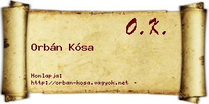 Orbán Kósa névjegykártya