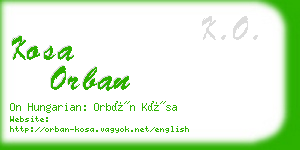 kosa orban business card